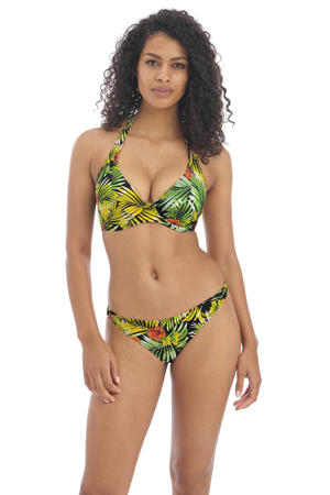 halter bikinitop Maui Daze met bladprint groen/zwart/rood