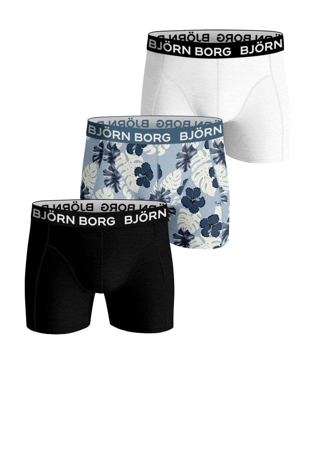 Björn Borg   boxershort Core - set van 3 zwart/blauw/wit, Zwart/blauw/wit