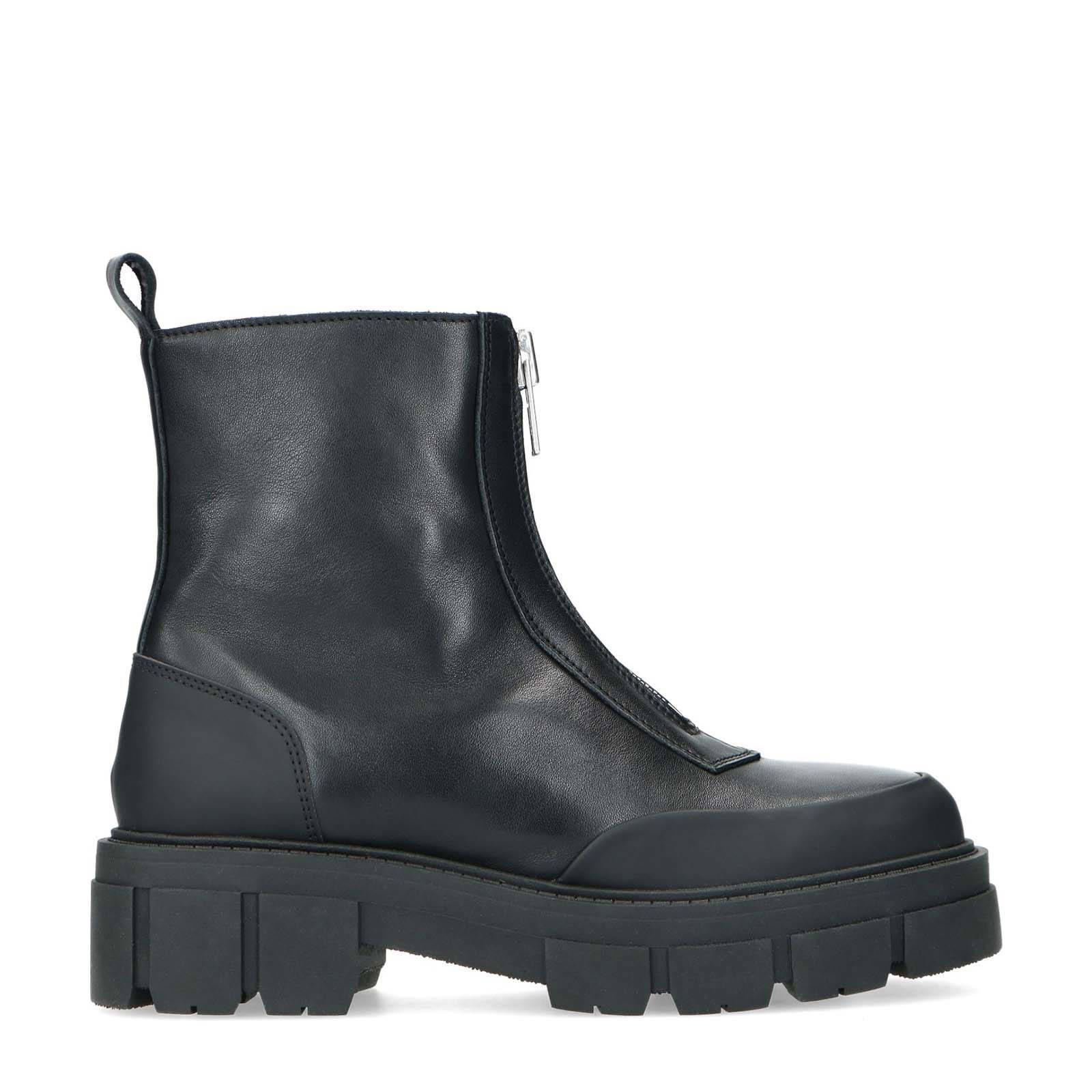 Sacha leren enkelboots zwart | wehkamp