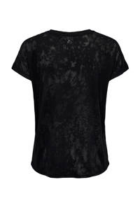 Zwarte dames ONLY PLAY CURVY Plus Size T-shirt met all over print, korte mouwen en ronde hals