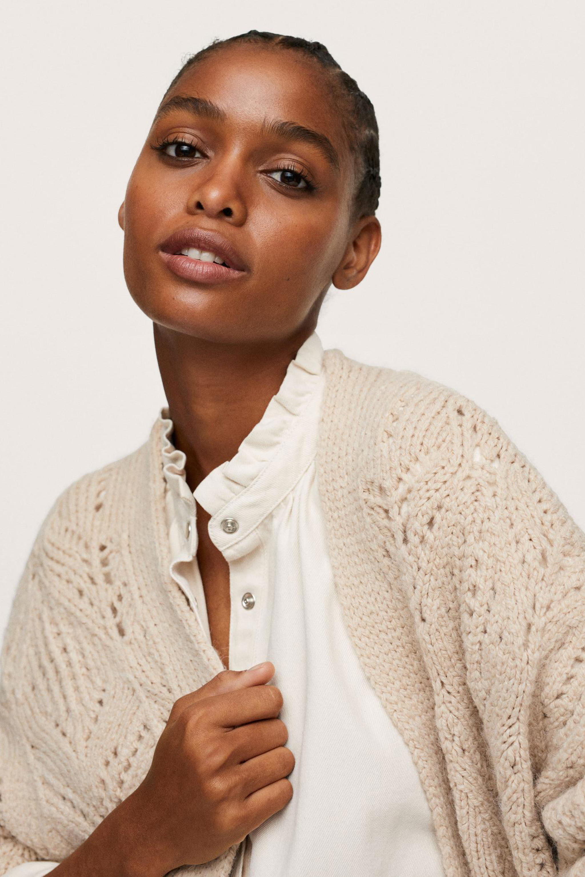 zwart gebreid lang vest