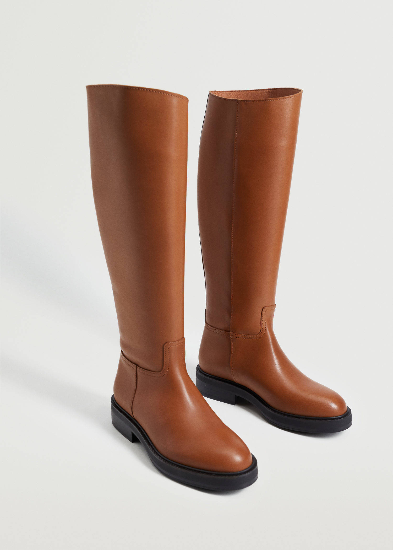 Mango leren laarzen cognac | wehkamp