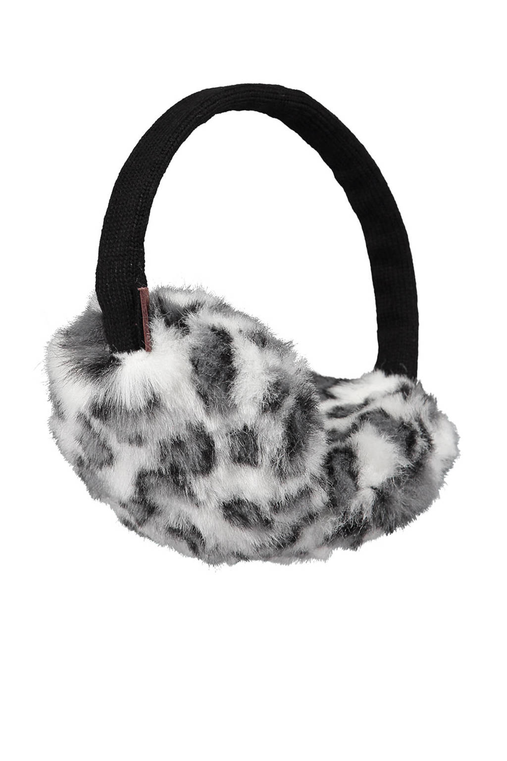 Barts oorwarmers Plush met panterprint zwart, Wit/zwart