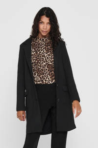 Zwarte dames JDY coat van polyester met lange mouwen, reverskraag en knoopsluiting