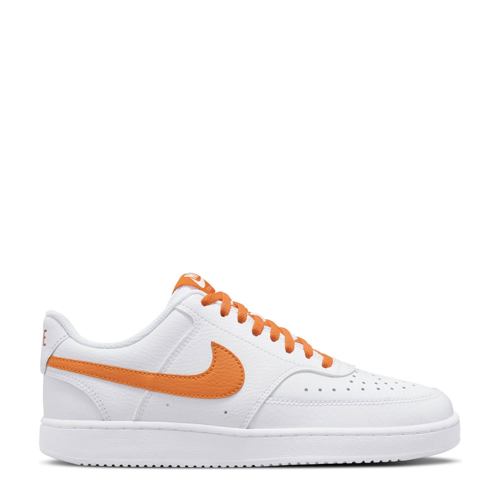 Nike Court Vision Low leren sneakers wit/oranje | wehkamp