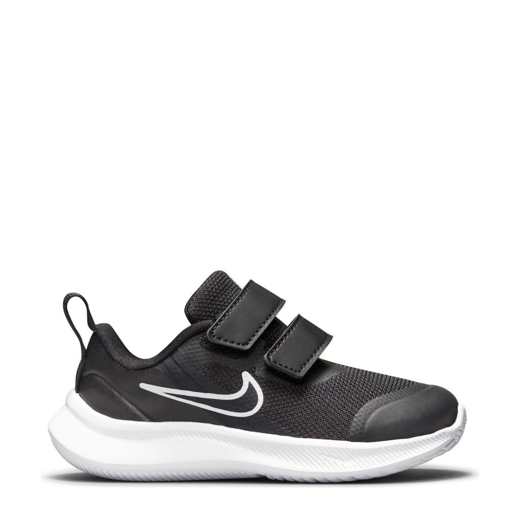 Zwart en antraciete jongens en meisjes Nike Star Runner 3 sneakers van mesh met klittenband