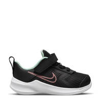Zwart en bronzen jongens en meisjes Nike Downshifter 11 sneakers van mesh met elastische veter- met klittenbandsluiting