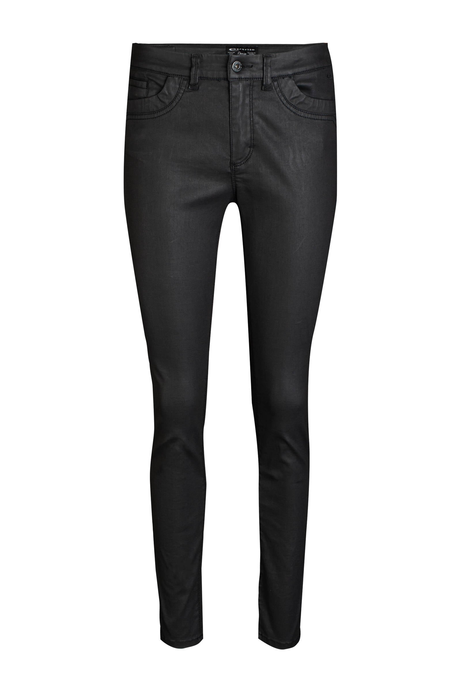 Expresso coated skinny broek zwart | wehkamp