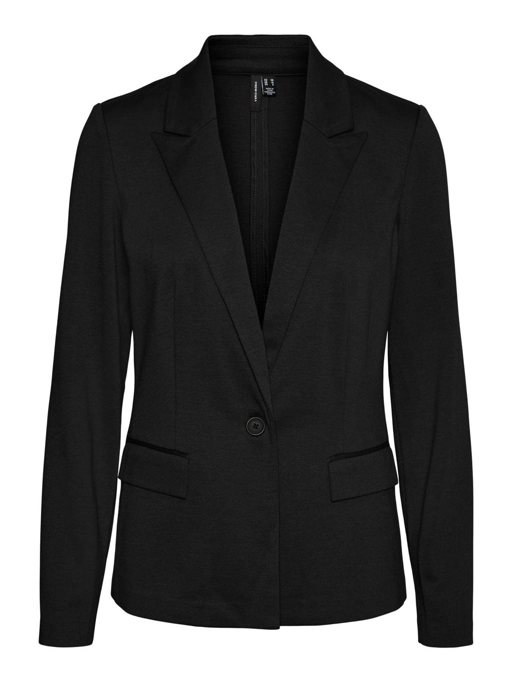 Zwarte dames VERO MODA blazer van polyester met lange mouwen en knoopsluiting