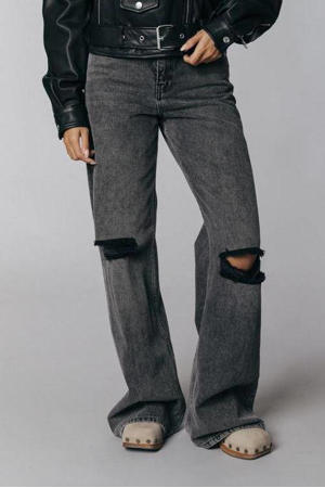 high waist wide leg jeans Gaia grijs