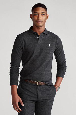 slim fit polo donkergrijs