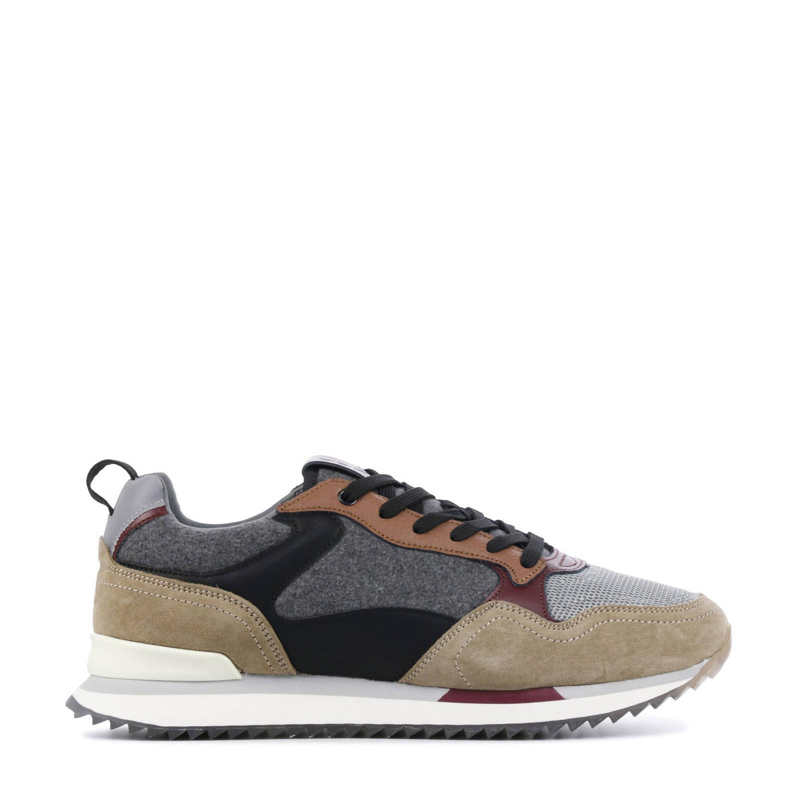 HOFF Vancouver leren sneakers grijs/bruin | wehkamp