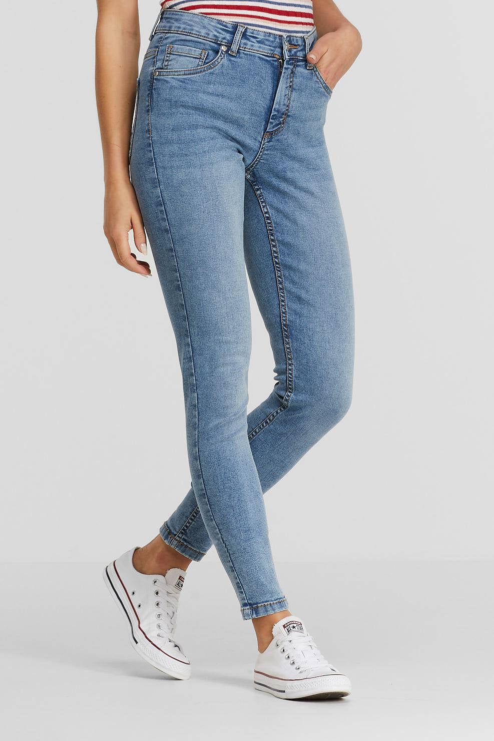 anytime mid rise skinny jeans licht blauw | wehkamp