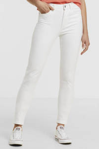 Witte dames anytime skinny jeans high waist van denim met rits- en knoopsluiting