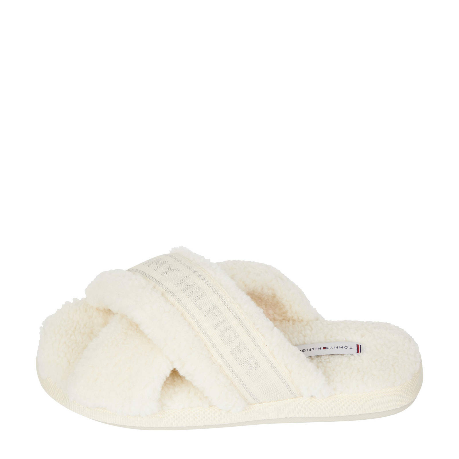 Tommy Hilfiger teddy pantoffels ecru | wehkamp
