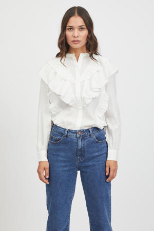 blouse VISURIN met volant wit