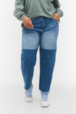 cropped high waist straight fit jeans JXPATCH light denim/dark denim