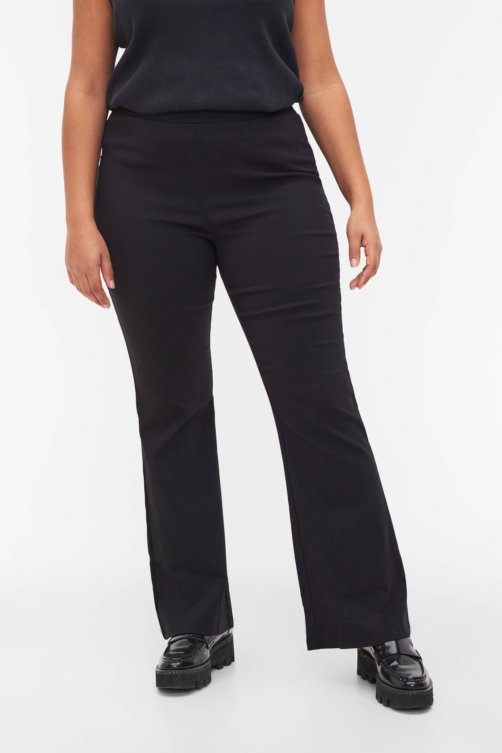 Zizzi high waist flared broek XOLIVIA zwart | wehkamp