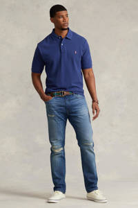 Donkerblauwe heren POLO Ralph Lauren Big & Tall +size regular fit polo van katoen met korte mouwen en knoopsluiting