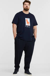 Donkerblauwe heren POLO Ralph Lauren Big & Tall +size T-shirt van katoen met printopdruk, korte mouwen en ronde hals