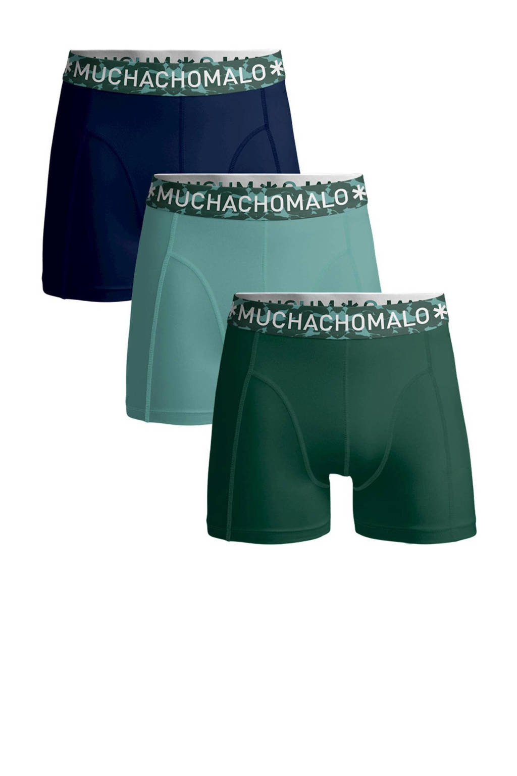 Muchachomalo   boxershort Solid - set van 3 d.groen/groen/blauw, D.groen/groen/blauw