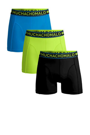   boxershort Solid - set van 3 zwart/neon groen/blauw