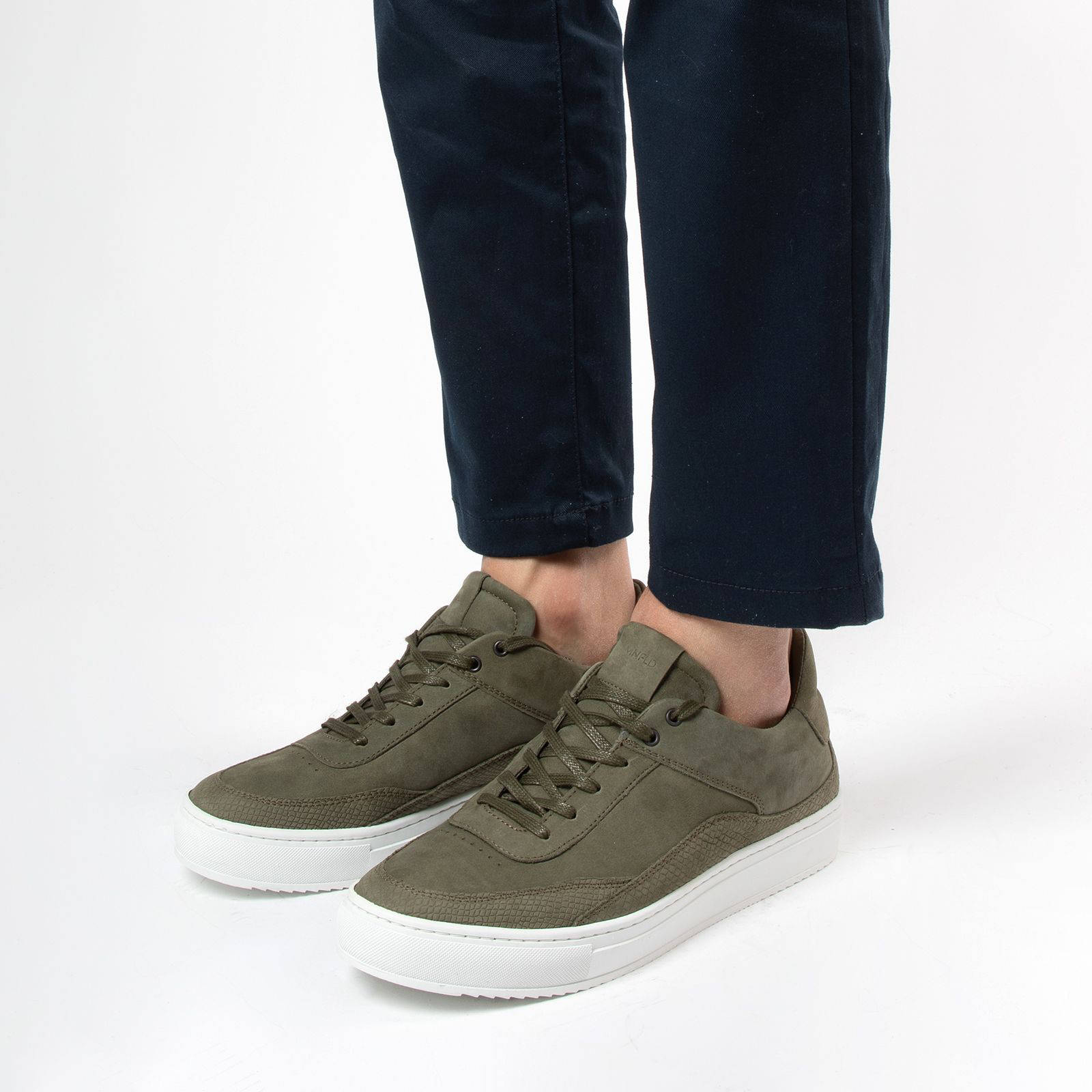 Manfield nubuck sneakers donkergroen | wehkamp