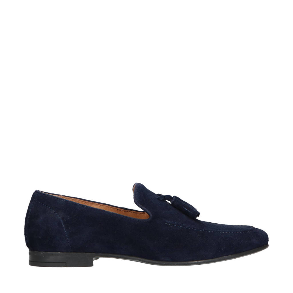 Manfield   suède loafers donkerblauw
