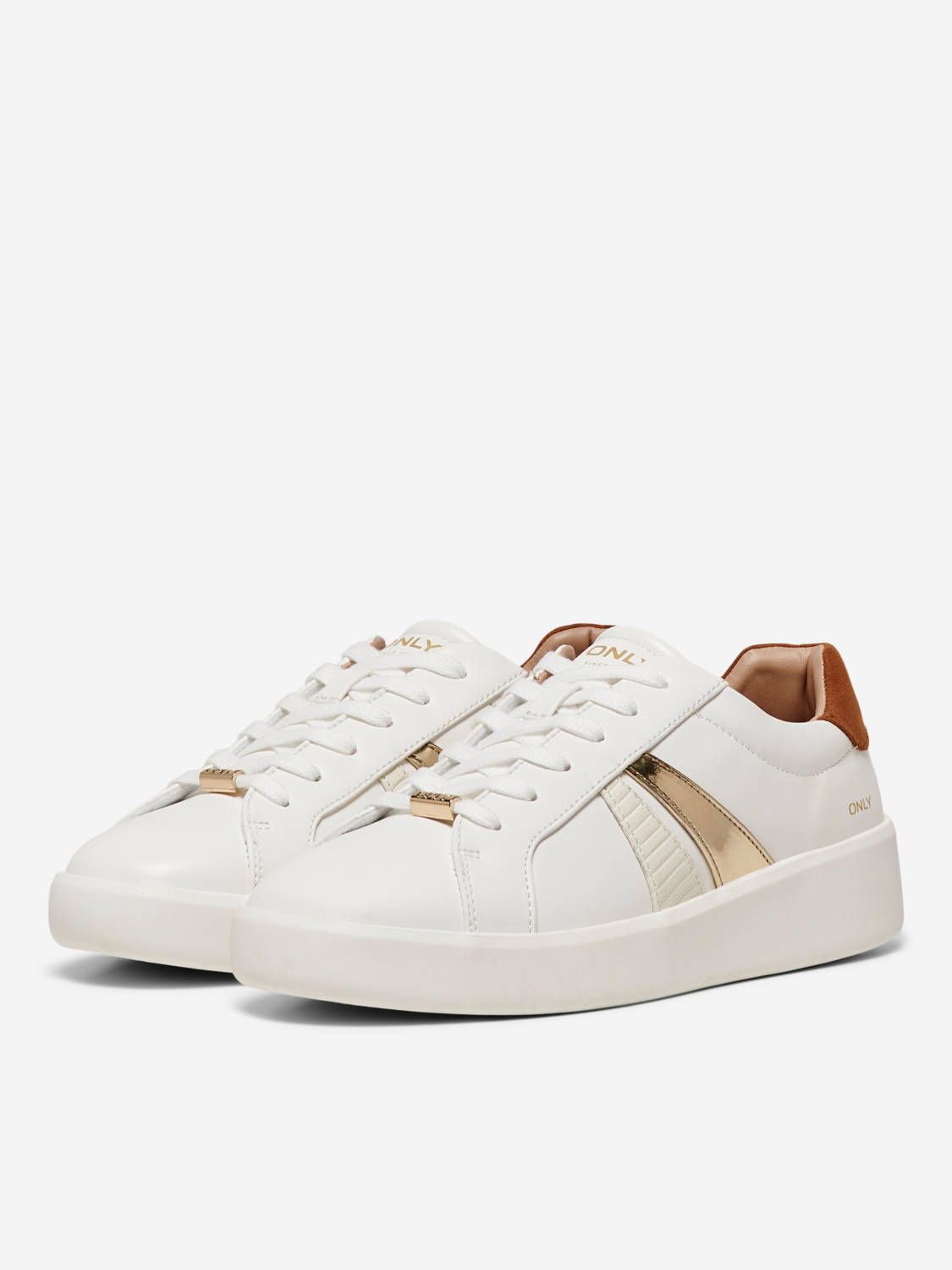 ONLY ONLSOUL-3 sneakers wit/cognac | wehkamp