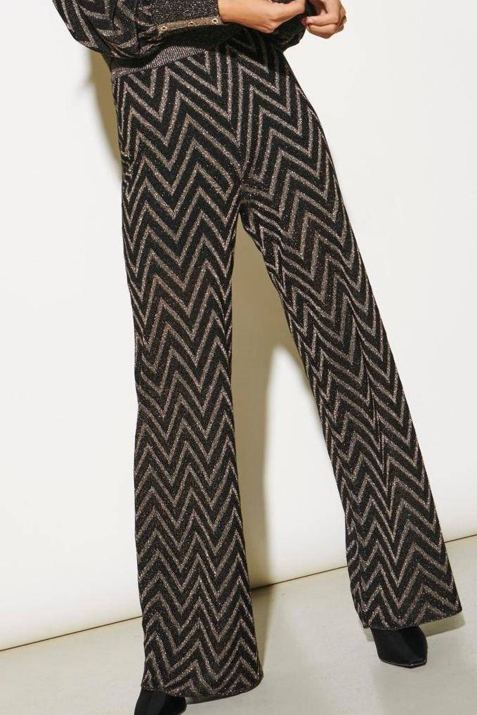 ONLY high waist wide leg broek ONLGLITZ met all over print zwart | wehkamp