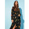 ONLY maxi blousejurk ONLALMA met dierenprint en ceintuur zwart/roodbruin/groen/geel