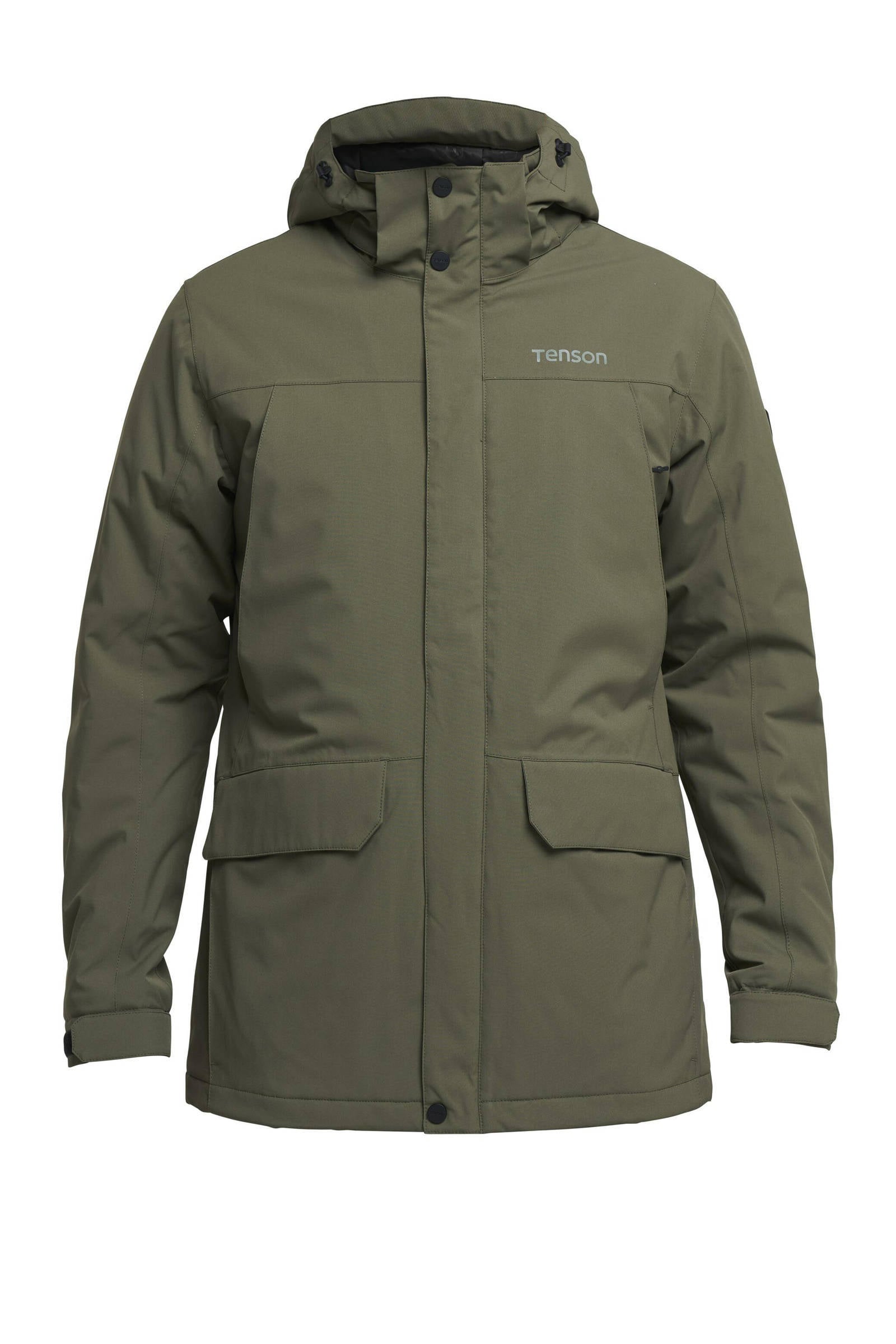 Tenson winterjas groen normale fit effen rits + knoop online kopen