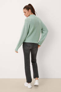 Groene dames Q S designed by gebreide trui van acryl met lange mouwen en opstaande kraag