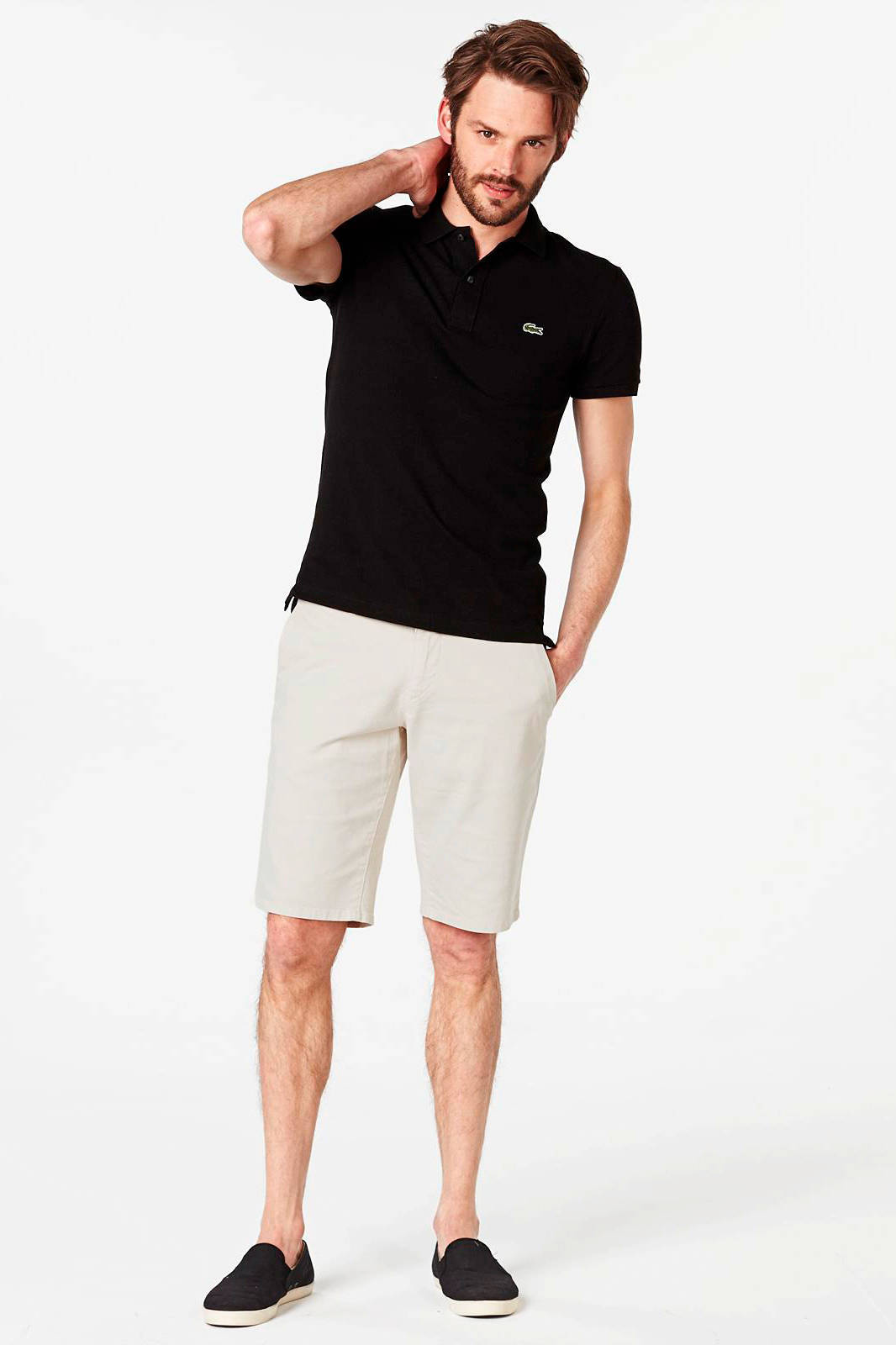 lacoste black slim fit polo