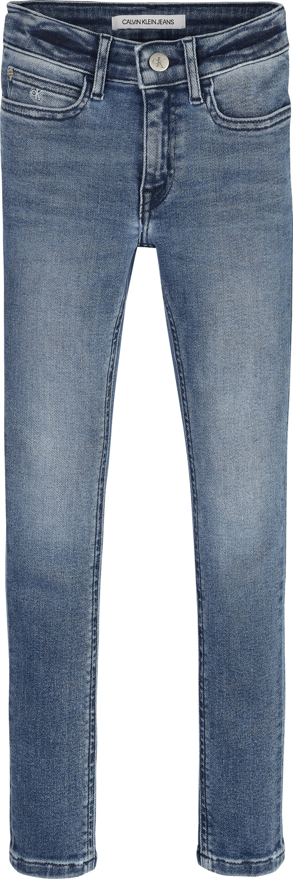 Stonewashed meisjes CALVIN KLEIN JEANS skinny jeans van stretchdenim met regular waist en rits- en knoopsluiting