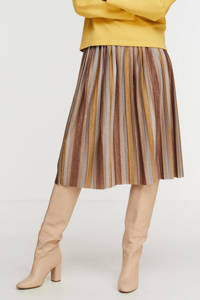 Beige en bronzen dames Hailys midi rok Jenny met glitters gemaakt van polyester en met elastische tailleband