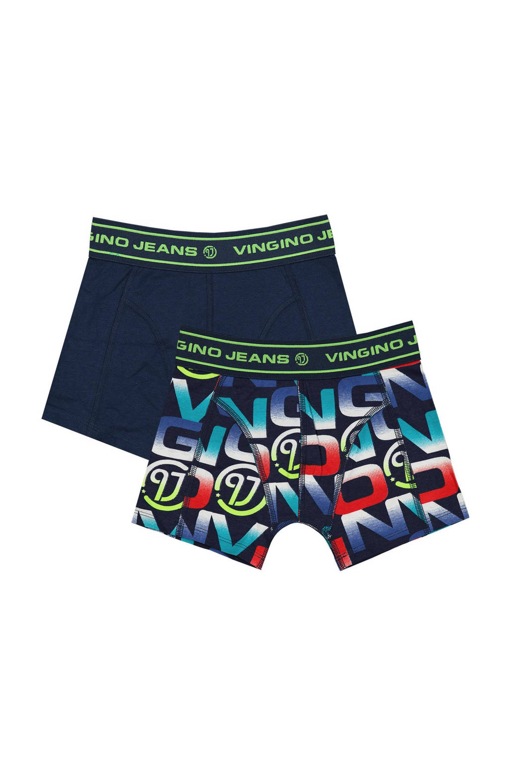 Vingino   boxershort Logo - set van 2 donkerblauw/multicolor, Donkerblauw/multicolor