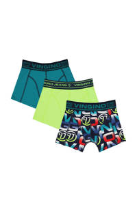 Vingino   boxershort Logo - set van 3 blauw/lime groen/multi, Blauw/lime groen/multi
