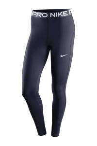 Donkerblauw en witte dames Nike hardlooptight van polyester met slim fit, regular waist en elastische tailleband