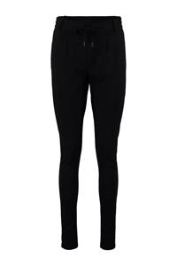 Zwarte dames Hailys slim fit pantalon Jana van viscose met regular waist en elastische tailleband met koord