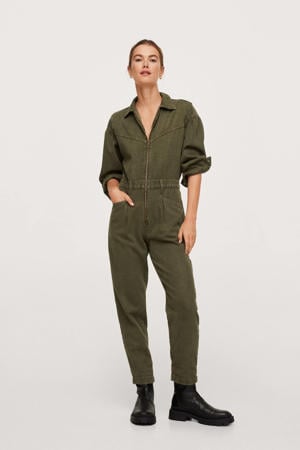 jumpsuit non-stretch donkergroen