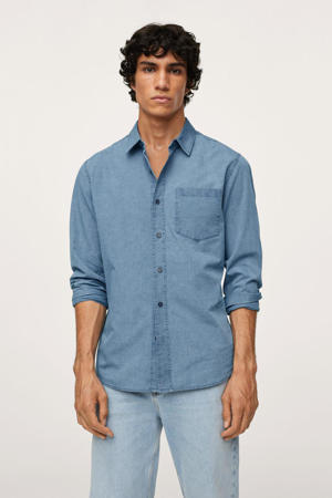 regular fit denim overhemd changeant blauw