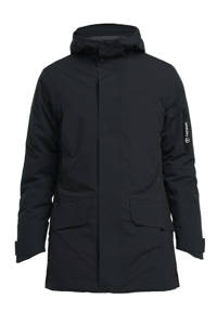 Zwarte heren Tenson outdoor jas Vision van polyester met lange mouwen en rits met windvanger