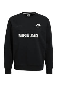 Zwart en witte heren Nike sweater van katoen met logo dessin, lange mouwen, ronde hals en geribde boorden