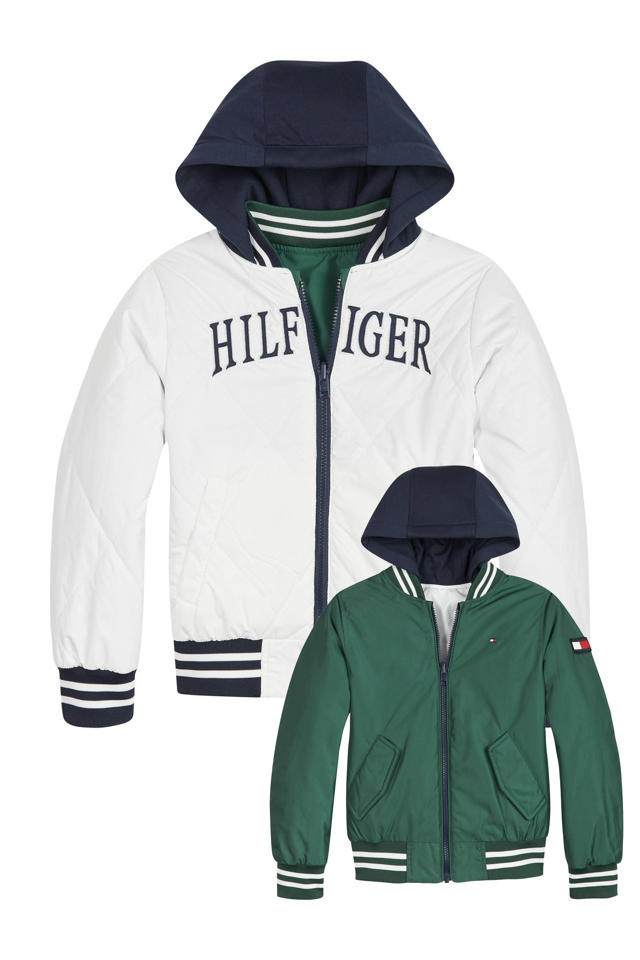 Tommy Hilfiger reversible zomerjas gerecycled polyester wit/groen | wehkamp