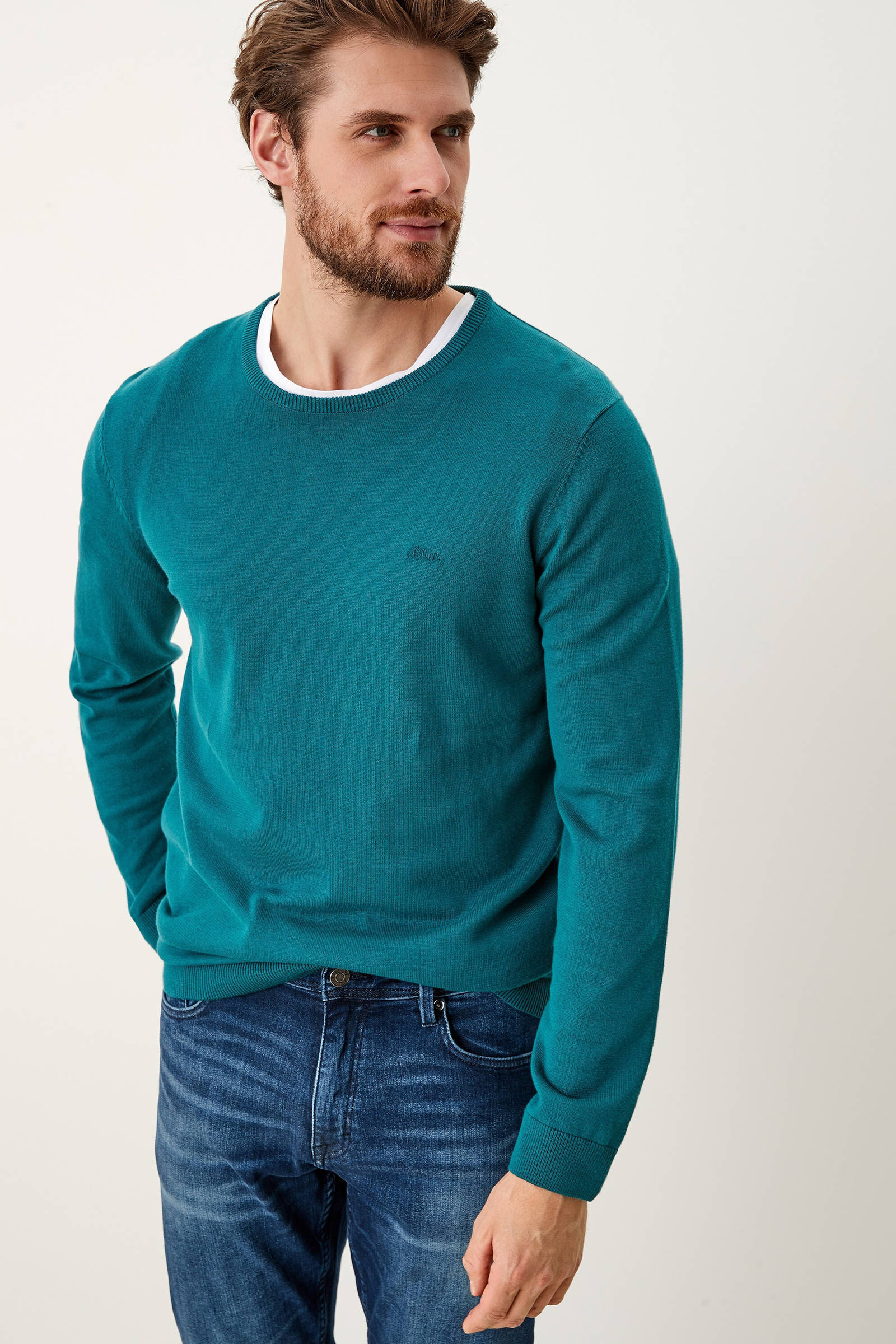 S. Oliver Gebreide Trui met Kraag - Red / Rood | - Cotton Blues S. Oliver Gebreide Trui met Kraag - Red / Rood | - Cotton Blues