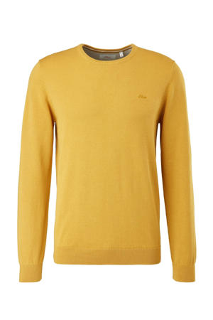 fijngebreide trui met logo geel