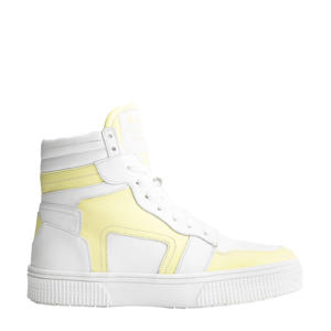 Livia  hoge leren sneakers wit/geel
