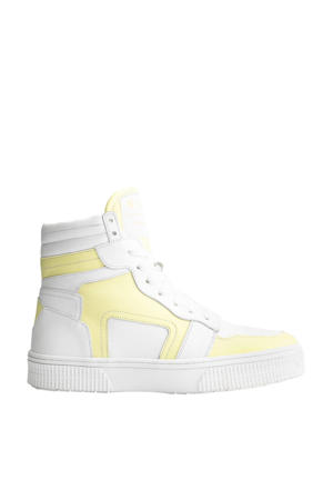 Livia  hoge leren sneakers wit/geel
