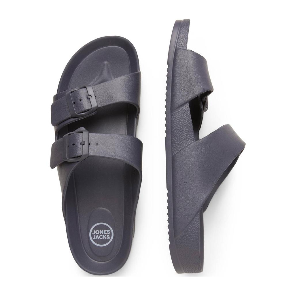Antraciete heren JACK & JONES JFWCroxton slippers van eva/rubber met gesp